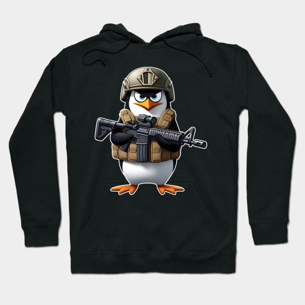 Tactical penguin Hoodie by Rawlifegraphic